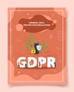 general data protection regulation people around word gdpr padlock shield protection server for template of banners, flyer, books