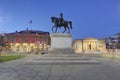 General Dufour statue, grand opera and Rath museum at place de Neuve, Geneva, Switzerland - HDR Royalty Free Stock Photo