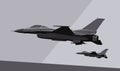 General Dynamics F-16 Fighting Falcon. Stylized drawing of a modern jet fighter. Royalty Free Stock Photo