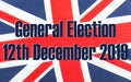 General election 12th December 2019. British Union Jack flag. Royalty Free Stock Photo