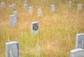Little Bighorn Battlefield National Monument, MONTANA, USA - JULY 18, 2017: General George Armstrong Custer headstone. Last Stand