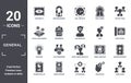 general icon set. include creative elements as trackability, project team, quiz, social media specialist, smart speaker, invention