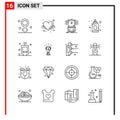 16 General Icons for website design print and mobile apps. 16 Outline Symbols Signs Isolated on White Background. 16 Icon Pack Royalty Free Stock Photo