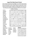 General knowledge word search puzzle. Easy level. Family friendly. Large print. Suitable for seniors, grown-ups, children. Answer