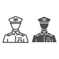 General line and glyph icon. Commander vector illustration isolated on white. Veteran outline style design, designed for