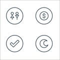 general line icons. linear set. quality vector line set such as moon, tick, coin