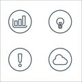 general line icons. linear set. quality vector line set such as cloud, warning, light bulb