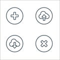 general line icons. linear set. quality vector line set such as cross, download, upload