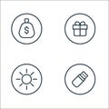 general line icons. linear set. quality vector line set such as usb, sun, gift