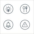 general line icons. linear set. quality vector line set such as warning, alert, canteen