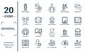 general linear icon set. includes thin line smart assistant, project team, open source, smart home hub, stock prices, user