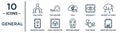 general linear icon set. includes thin line team leader, saas, internet of things, model preparation, team target, marketing