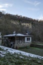 General look close up of Demir Baba Teke, cult monument honored by both Christians and Muslims in winter near Sveshtari village