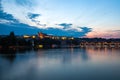 General night view of Charles Bridge and Castle District in Prague Royalty Free Stock Photo