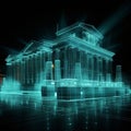 general post office building in neon wire frame Royalty Free Stock Photo