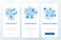 General pricing approaches blue onboarding mobile app screen