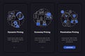 General pricing approaches night mode onboarding mobile app screen