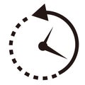 Dotted lines and rotating arrows. Clock icon. Vectors. Royalty Free Stock Photo
