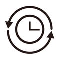 Rotating arrow and clock vectors. Simple flat design icons. Royalty Free Stock Photo