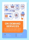 General services marketplace brochure template layout. On demand economy flyer, booklet print design with linear