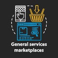 General services marketplaces chalk concept icon. On demand economy, e commerce idea. Online shopping, e payment