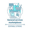 General services marketplaces service concept icon. On demand economy, e commerce idea thin line illustration