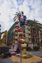 General view of a fallero monument during the day of the plant in a Valencian square (Spain Royalty Free Stock Photo