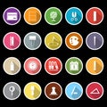 General stationary icons with long shadow Royalty Free Stock Photo