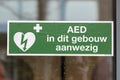 General Sticker AED Present In This Building At Amsterdam The Netherands 28-1-2022 Royalty Free Stock Photo