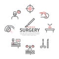 General Surgery banner, line icons. Hospital department. Health center. Vector sign for web graphics.