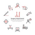 General Surgery line icons. Round banner. Hospital department. Health center. Vector sign for web graphics.