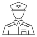 General thin line icon. Commander vector illustration isolated on white. Veteran outline style design, designed for web
