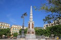 General Torrijos Monument which is obelisk & situated in the downtown city centre public square; Plaza de la Merced, Malaga Royalty Free Stock Photo