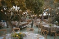 General view of the banquet where a wedding is held Royalty Free Stock Photo