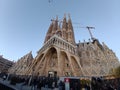 General View Basilica the Sagrada FamÃ­lia icon of Barcelona and Modernisme. Royalty Free Stock Photo