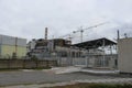 General view of Chernobyl Nuclear Power Plant after Chernobyl desister without metal hangar shelter on the emergency