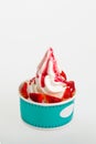 Yogurt soft ice cream gelato natural with strawberry and strawberry sauce