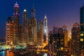 General view of Dubai Marina at night from the top Royalty Free Stock Photo