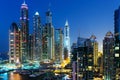 General view of Dubai Marina at night from the top Royalty Free Stock Photo