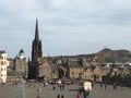 EDINBURGH, SCOTLAND: General view of Edinburgh from Edinburgh Castle with Holyrood Park and Arthur`s Seat Royalty Free Stock Photo