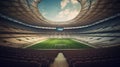 General view of football stadium with seats, Empty soccer stadium seating