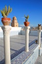 The minaret of the Great Mosque of Kairouan viewed from outside, with the minaret and the courtyard Royalty Free Stock Photo