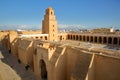 General view of the Great Mosque of Kairouan viewed from outside, with the minaret and the courtyard Royalty Free Stock Photo