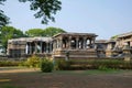 General view of Hoysaleshvara Temple, Halebid, Karnataka. View from North East. Large Nandi mandapas are clearly seen.