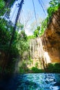 General view of Ik-Kil cenote with blue water