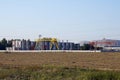 Industrial landscape of factory at summer day. General view on the modern enterprise Royalty Free Stock Photo