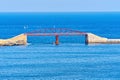 General view of pont Saint Elmo Bridge against blue sea in grand harbor of Valletta in Malta Royalty Free Stock Photo