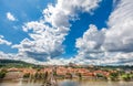 General view of Prague's historic center and the river Vltava Royalty Free Stock Photo