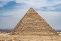 General view of pyramids from the Giza Plato. Pyramid of Khafre the second largest ancient Egyptian pyramid. Located next to the Royalty Free Stock Photo