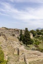 General view of ruins of an ancient city destroyed by the eruption of the volcano Vesuvius, Naples, Pompeii, Italy Royalty Free Stock Photo